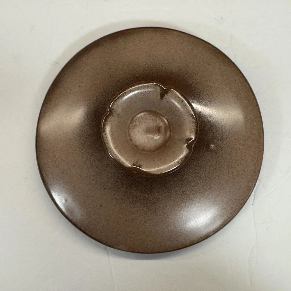 Vintage Mid-Century FRANKOMA POTTERY Baker / Bean Pot Glazed Brown w/ Lid READ‎